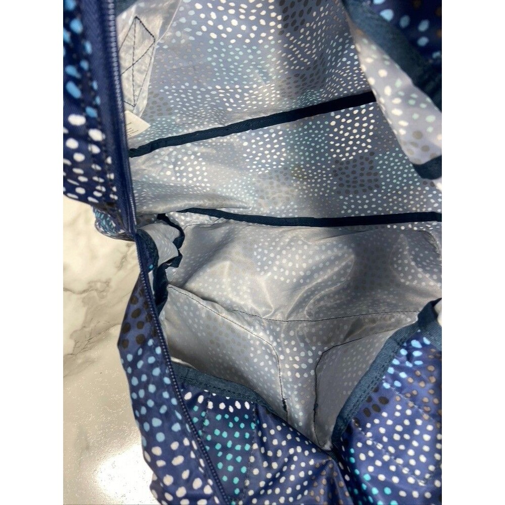 LUG WOMENS BLUE POLKA DOT PACKABLE SHOULDER BAG TOTE LARGE 14 X 15 - Picture 6 of 6